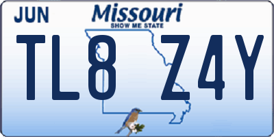 MO license plate TL8Z4Y