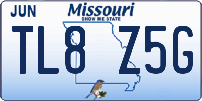 MO license plate TL8Z5G