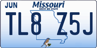 MO license plate TL8Z5J