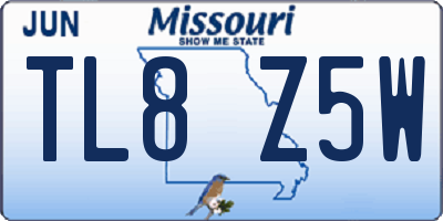 MO license plate TL8Z5W