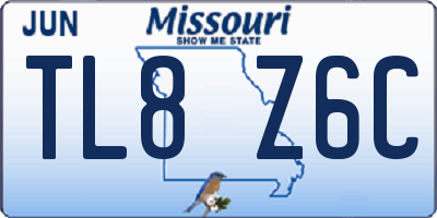 MO license plate TL8Z6C