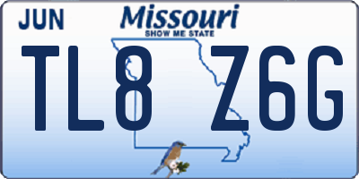 MO license plate TL8Z6G