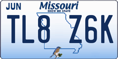 MO license plate TL8Z6K