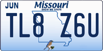 MO license plate TL8Z6U