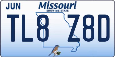 MO license plate TL8Z8D