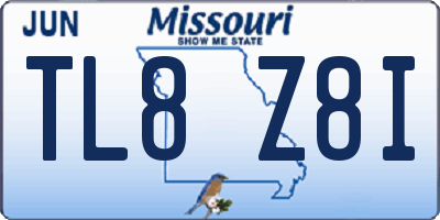MO license plate TL8Z8I