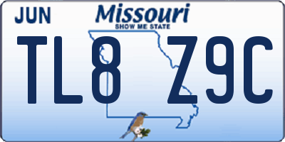 MO license plate TL8Z9C