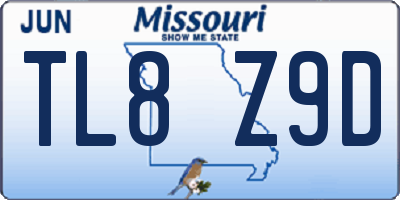 MO license plate TL8Z9D