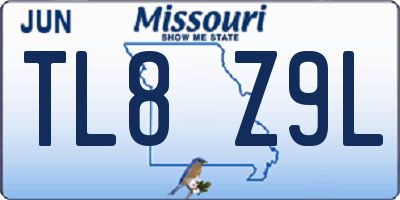 MO license plate TL8Z9L