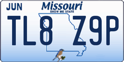 MO license plate TL8Z9P