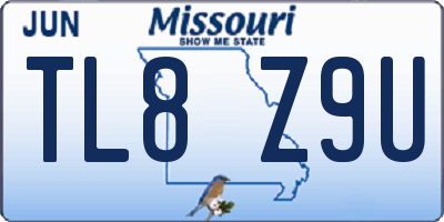 MO license plate TL8Z9U