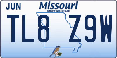 MO license plate TL8Z9W