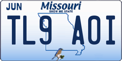MO license plate TL9A0I