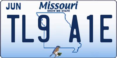 MO license plate TL9A1E