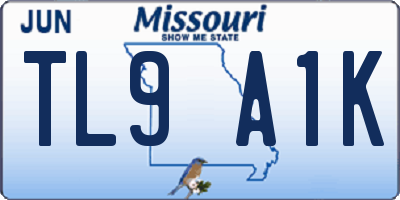 MO license plate TL9A1K