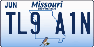 MO license plate TL9A1N