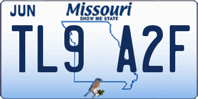 MO license plate TL9A2F