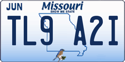 MO license plate TL9A2I