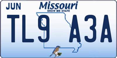 MO license plate TL9A3A