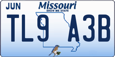 MO license plate TL9A3B