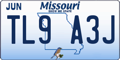 MO license plate TL9A3J