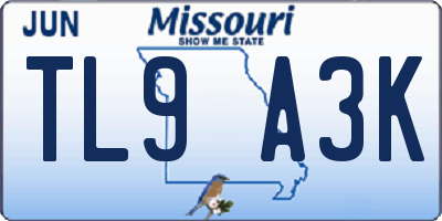 MO license plate TL9A3K