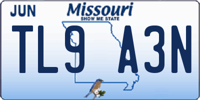 MO license plate TL9A3N