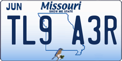 MO license plate TL9A3R
