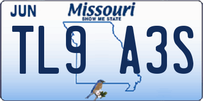 MO license plate TL9A3S