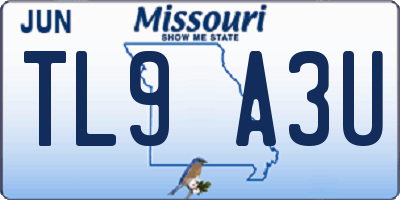 MO license plate TL9A3U