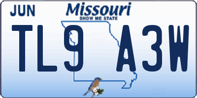 MO license plate TL9A3W