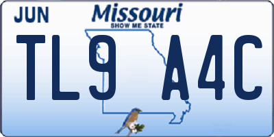 MO license plate TL9A4C