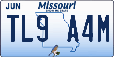 MO license plate TL9A4M