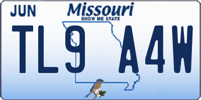MO license plate TL9A4W