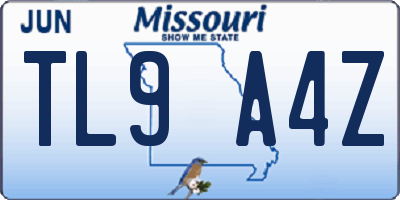 MO license plate TL9A4Z