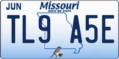 MO license plate TL9A5E