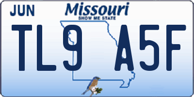 MO license plate TL9A5F