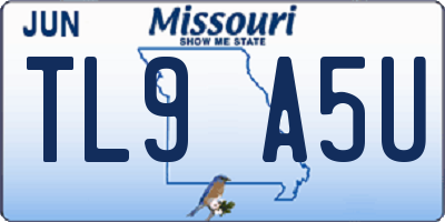 MO license plate TL9A5U