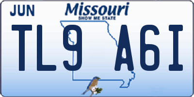 MO license plate TL9A6I