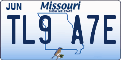 MO license plate TL9A7E