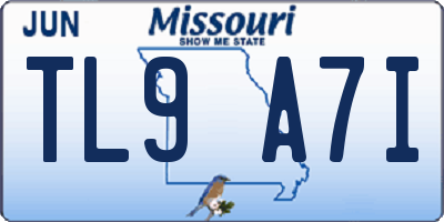 MO license plate TL9A7I
