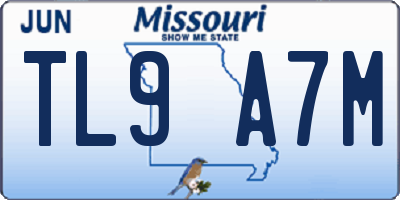 MO license plate TL9A7M