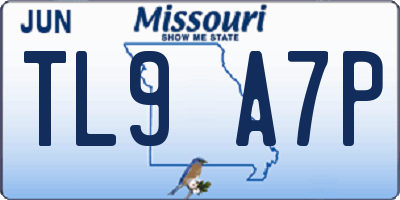 MO license plate TL9A7P