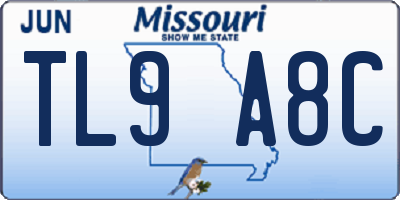 MO license plate TL9A8C