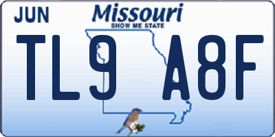 MO license plate TL9A8F