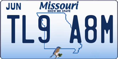 MO license plate TL9A8M