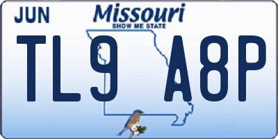 MO license plate TL9A8P