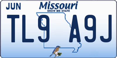 MO license plate TL9A9J