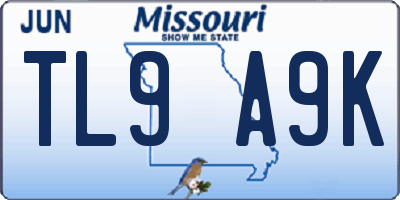 MO license plate TL9A9K