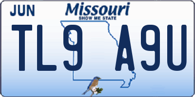 MO license plate TL9A9U